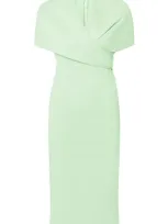 Safiyaa Flora Stretch-crepe Midi Cape Dress In Green