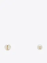 Saint Laurent Asymmetric Earrings In Pearl