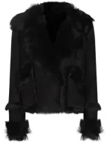 Salvatore Santoro Shearling Suede Jacket In Black