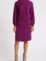 Sam Edelman Two-piece Look Long Sleeve Sweater Dress In Berry