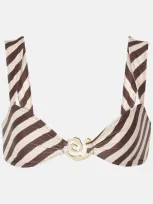 Same Spiral Striped Bikini Top In Brown