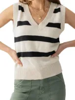 Sanctuary Stripe Sleeveless Cotton Sweater In Eco Nat.,black Stripe