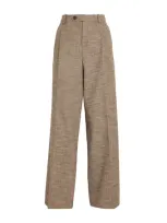 Sandro Check Wide-leg Tailored Trousers In Brown