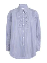 Sandro Cotton Striped Shirt In Blue