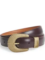 Sandro Leather Tooled Buckle Belt In Red