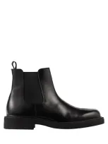 Sandro Mens  Square-toe Flat Leather Chelsea Boots In Black