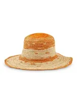 Sandro Raffia Two Tone Sun Hat In Orange