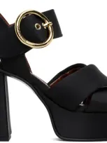 See By Chloé Black Lyna Heeled Sandals In 999-black