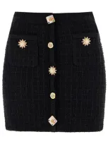 Self-portrait Self Portrait "knitted Mini Skirt With Jewel Buttons In Black