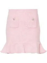 Self-portrait Knitted Mini Skirt In Pink