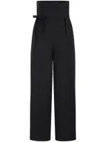 Shanghai Tang Wool Wrap Trousers In Black