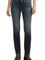 Silver Jeans Co. Britt Curvy Low Rise Slim Straight Leg Jeans In Indigo