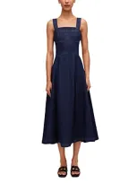 Simkhai Cici Belted-waist Denim Dress In Imperial