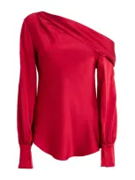 Simkhai Satin Alice Blouse In Red