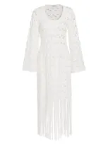 Simkhai Pierce Cotton Fringe Trim Swim Cover-up In White