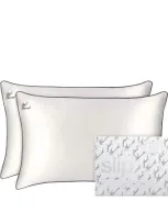 Slip Silk Queen Just Married Pillowcase In White