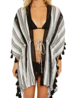 Soluna Stripe Cotton Blend Cover-up In White/ Black