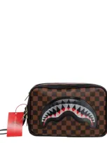 Sprayground Label Shark Toiletry Bag In Brown