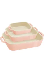 Staub 3-piece Oven Dish Set In Pink