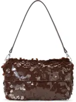 Staud Timmy Sequin Shoulder Bag In Cacao