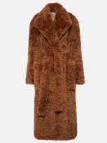 Stella Mccartney Faux Fur Wrap Coat In Beige