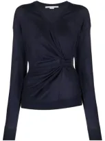 Stella Mccartney Twist-detail Wool Top In Dark Blue