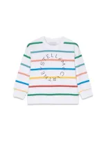 Stella Mccartney Kids' Logo Striped Cotton Jersey Sweatshirt In Multicolour