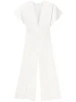 Stella Mccartney Plunge Neck Slit Maxi Dress In White