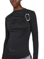 Stine Goya Long Sleeve Top With Fixed Buckle Jet Black