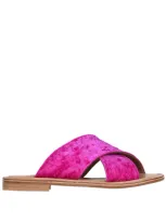 Stringart Velvet Slides In Fuxia