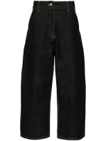 Studio Nicholson Pre Wide Leg Denim Cropped Jeans In Black