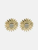 Sydney Evan Sunburst 14kt Gold Earrings With Diamonds