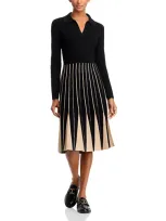 T Tahari Pleated Sweater Dress - Exclusive In Black/toast