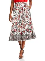 T Tahari Printed Midi Skirt In Garden Party Print