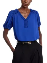 T Tahari Ruffle Trim Top - Exclusive In Sapphire