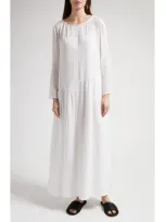 The Row Callas Long Sleeve Cotton Maxi Dress In Ivory