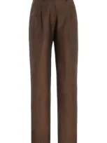 The Row Norbert Mohair-wool Melange Straight-leg Pants In Brown