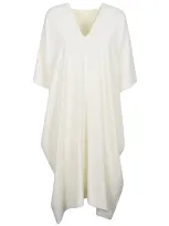 The Row Silk V-necked Dress In White