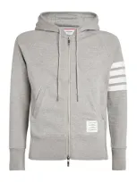 Thom Browne Four-stripe Zip-up Hoodie In Grey