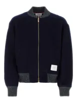 Thom Browne Navy Zip-up Bomber Jacket In Blue