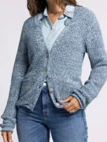 Thread & Supply Hope Marled Cotton Cardigan In Marled Denim