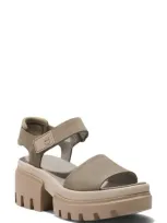 Timberland Everleigh Platform Sandal In Light Taupe Nubuck