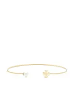 Tory Burch Kira Golden Metal Bracelet In Gold/ivory Pearl