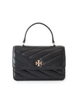 Tory Burch Mini Kira Chevron Top Handle Chain Wallet In Black