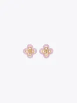 Tory Burch Kira Clover Stacked Stud In Tory Gold/light Pink