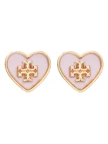 Tory Burch Kira Heart Stud Earrings In Pink