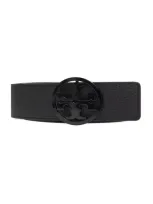 Tory Burch Logo Plaque Belt In Black