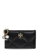 Tory Burch Logo Plaque Quilted Card Case In Black