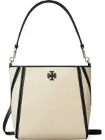 Tory Burch Mcgraw Canvas Bucket Bag In Natural Multi