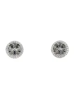 Tory Burch Miller Pave Stud Earring In Tory Silver / Crystal